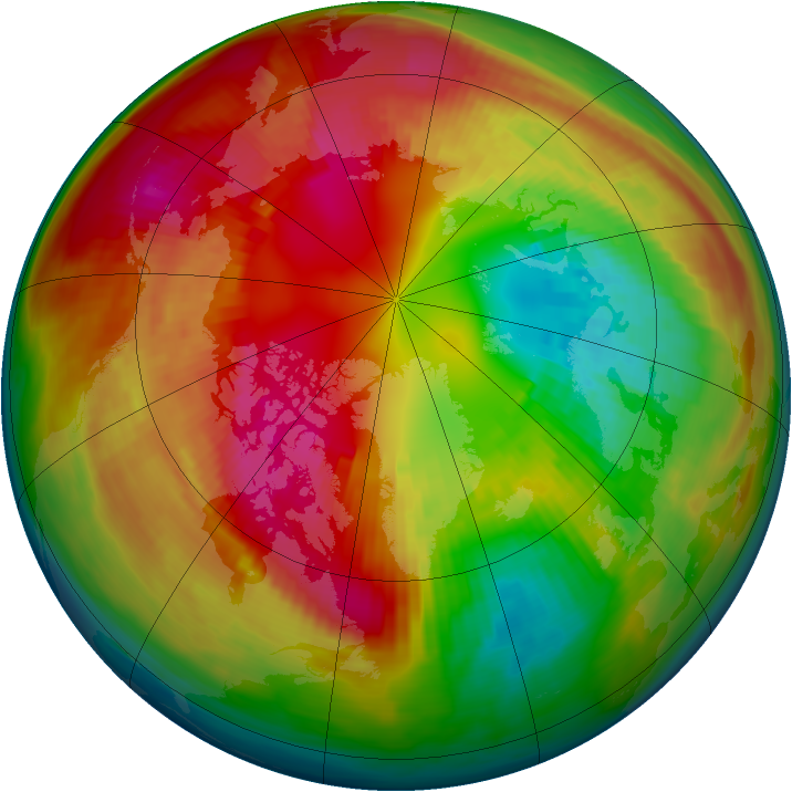 Arctic ozone map for 22 February 1980